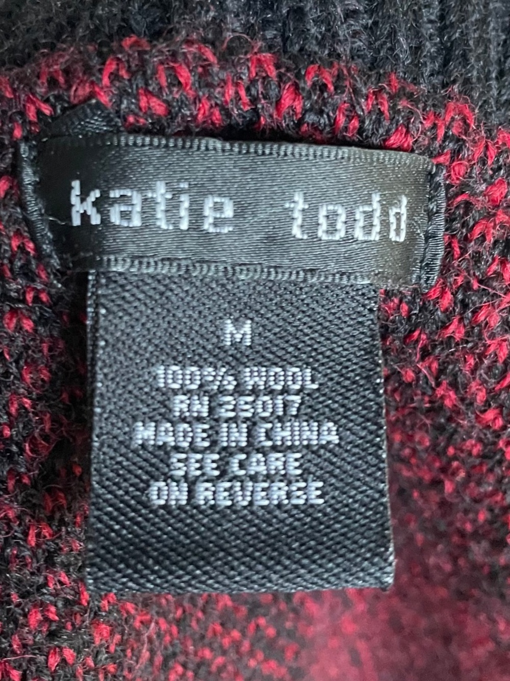 Katie Todd 100% Wool Buffalo Plaid Open Front Sweater Vest Medium Red Black Cozy - Picture 7 of 8